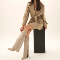 Milano Suede Knee High Boots BEIGE