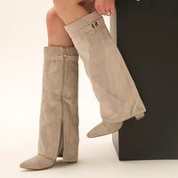 Milano Suede Knee High Boots BEIGE