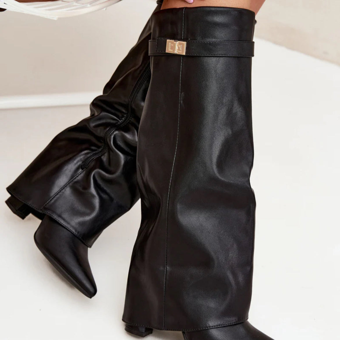 Milano Leather Knee High Boots BLACK