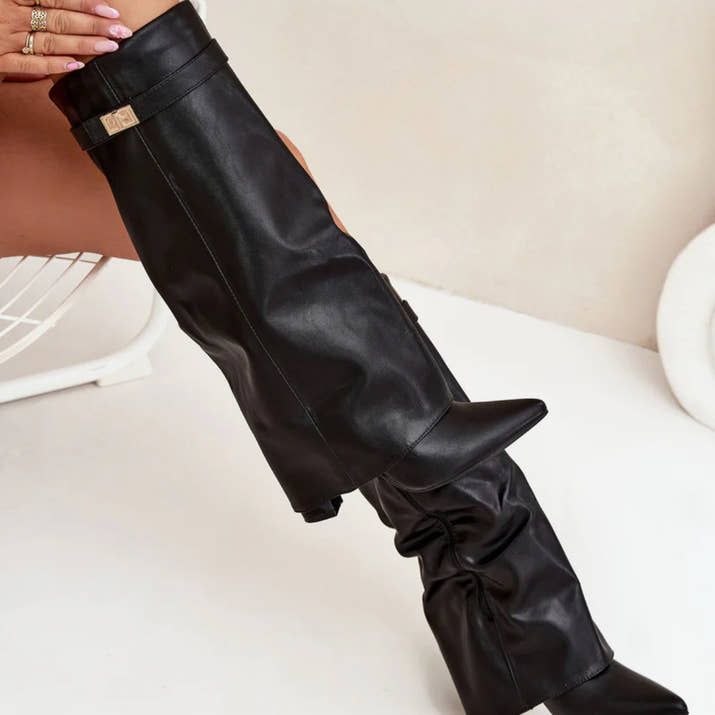 Milano Leather Knee High Boots BLACK