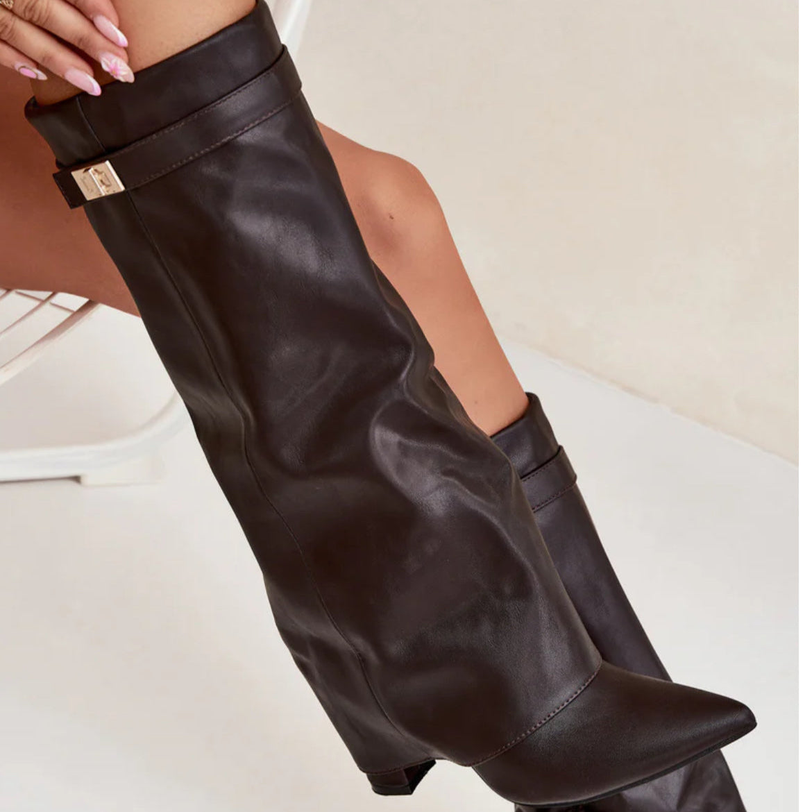 Milano Leather Knee High Boots BROWN